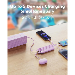 Charmast Batterie Externe, 22.5W Power Bank Charge Rapide avec câbles intégrés, 6 Sorties et 4 Entrées pour iPhone 17 16 15 14 S