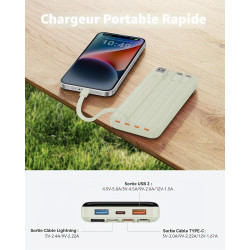 Charmast Batterie Externe 20000mAh, 22.5W Power Bank Charge Rapide avec câbles intégrés, 6 Sorties et 4 Entrées pour iPhone 17 1