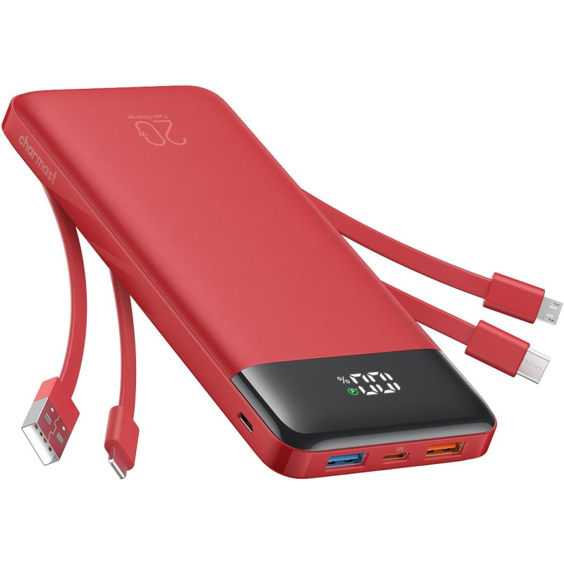 Charmast Batterie Externe 20000mAh, 22.5W Power Bank Charge Rapide avec câbles intégrés, 6 Sorties et 4 Entrées pour iPhone 17 1