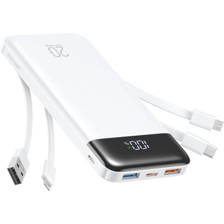 Charmast Batterie Externe 20000mAh, 22.5W Power Bank Charge Rapide avec câbles intégrés, 6 Sorties et 4 Entrées pour iPhone 17 1