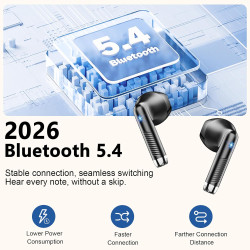 Drsaec ecouteurs bleutooth sans fil, écouteurs bleutooth 5.4 avec app, 2026 écouteurs sans fil avec 4 enc réduction de bruit mic