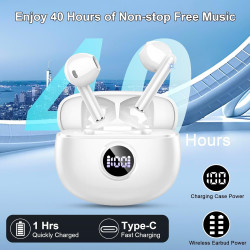 Drsaec ecouteurs bleutooth sans fil, écouteurs bleutooth 5.3, 2026 écouteurs sans fil avec 4 enc réduction de bruit mic, ip7 éta