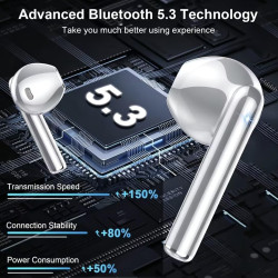 Drsaec ecouteurs bleutooth sans fil, écouteurs bleutooth 5.3, 2026 écouteurs sans fil avec 4 enc réduction de bruit mic, ip7 éta