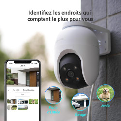 EZVIZ 5MP(3K) 2PK Caméra Surveillance WiFi Extérieure à 360° avec Suivi Auto-Zoom,Détection IA Humaine/Véhicule,Vision Nocturne 
