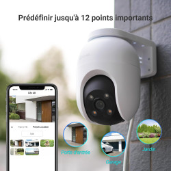 EZVIZ C8c 4K Camera Surveillance WiFi Extérieure à 360° avec Suivi Auto-Zoom, Détection de Forme Humaine/Véhicule, Vision Noctur