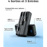 Enerwow Batterie Externe, 27000mAh Power Bank Charge Rapide Portable USB C Batterie avec 3 Câbles Intégrés, Powerbank avec Affic