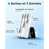 Enerwow Batterie Externe, 27000mAh Power Bank Charge Rapide Portable USB C Batterie avec 3 Câbles Intégrés, Powerbank avec Affic