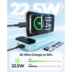 Enerwow Batterie Externe, 27000mAh Power Bank Charge Rapide Portable USB C Batterie avec 3 Câbles Intégrés, Powerbank avec Affic