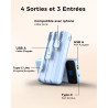 Enerwow Batterie Externe, 27000mAh Power Bank Charge Rapide Portable USB C Batterie avec 3 Câbles Intégrés, Powerbank avec Affic
