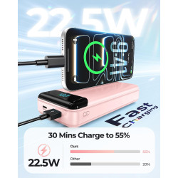 Enerwow Batterie Externe, 27000mAh Power Bank Charge Rapide Portable USB C Batterie avec 3 Câbles Intégrés, Powerbank avec Affic