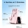 Enerwow Batterie Externe, 27000mAh Power Bank Charge Rapide Portable USB C Batterie avec 3 Câbles Intégrés, Powerbank avec Affic