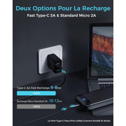 Enerwow Batterie Externe, 27000mAh Power Bank Charge Rapide Portable Chargeur, USB C(Entrée&Sortie) Powerbank Compatible avec iP