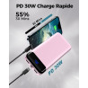 Enerwow Batterie Externe, 27000mAh Power Bank Charge Rapide Portable Chargeur, USB C(Entrée&Sortie) Powerbank Compatible avec iP