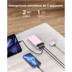 Enerwow Batterie Externe, 27000mAh Power Bank Charge Rapide Portable Chargeur, USB C(Entrée&Sortie) Powerbank Compatible avec iP
