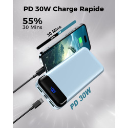 Enerwow Batterie Externe, 27000mAh Power Bank Charge Rapide Portable Chargeur, USB C(Entrée&Sortie) Powerbank Compatible avec iP
