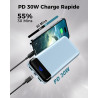 Enerwow Batterie Externe, 27000mAh Power Bank Charge Rapide Portable Chargeur, USB C(Entrée&Sortie) Powerbank Compatible avec iP