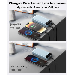 Enerwow Batterie Externe, 27000mAh Power Bank Charge Rapide Portable Chargeur, USB C(Entrée&Sortie) Powerbank Compatible avec iP