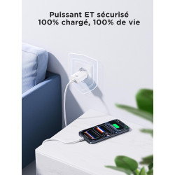 Chargeur Rapide USB C, Prise Secteur USBC 20W Charge Rapide pour iPhone 17/17 Air/17 Pro/17 Pro Max /16/15 /14/13 /12/11 /X/XS/X
