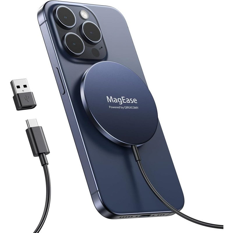 Chargeur sans Fil Magnétique pour iPhone 15W, Chargeur Rapide Compatible avec Mag-Safe pour iPhone 17/16/15/14/13/12/11/X/XS/XR/