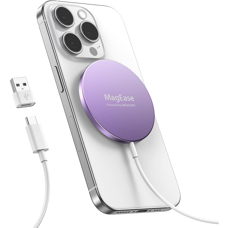 Chargeur sans Fil Magnétique pour iPhone 15W, Chargeur Rapide Compatible avec Mag-Safe pour iPhone 17/16/15/14/13/12/11/X/XS/XR/