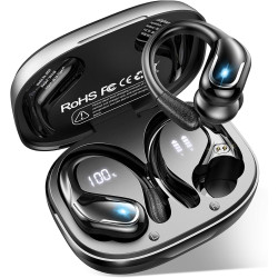 Ecouteurs bleutooth sport avec crochets d'oreille, 75h autonomie écouteurs sans fil bleutooth 5.4, son hifi 14,2 mm eq personnal