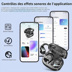 Ecouteurs bleutooth sport avec crochets d'oreille, 75h autonomie écouteurs sans fil bleutooth 5.4, son hifi 14,2 mm eq personnal