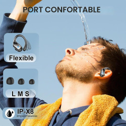 Ecouteurs bleutooth sport avec crochets d'oreille, 75h autonomie écouteurs sans fil bleutooth 5.4, son hifi 14,2 mm eq personnal
