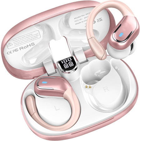Ecouteurs bleutooth sans fil sport, 75hrs écouteurs bleutooth 5.4 avec stéréo hifi 3d, 4 enc réduction de bruit mic oreillette s