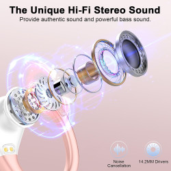 Ecouteurs bleutooth sans fil sport, 75hrs écouteurs bleutooth 5.4 avec stéréo hifi 3d, 4 enc réduction de bruit mic oreillette s