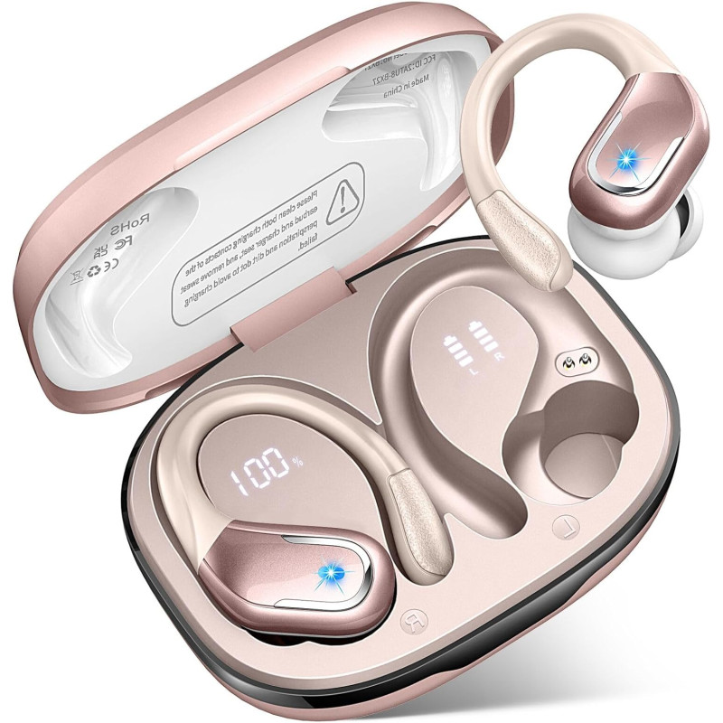 Ecouteurs bleutooth sans fil sport, 75hrs écouteurs bleutooth 5.4 avec stéréo hifi 3d, 4 enc réduction de bruit mic oreillette s