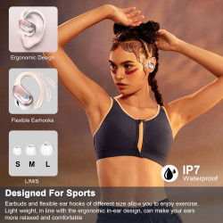 Ecouteurs bleutooth sans fil sport, 75hrs écouteurs bleutooth 5.4 avec stéréo hifi 3d, 4 enc réduction de bruit mic oreillette s