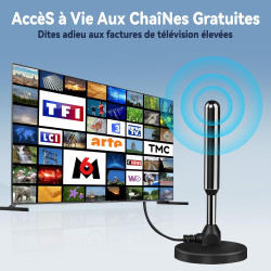 Antenne TV IntéRieur Puissante, Nouveau pour 2026 Antenne TNT IntéRieur Puissante, CâBle Coaxial De 5m, RéCeption Longue Distanc