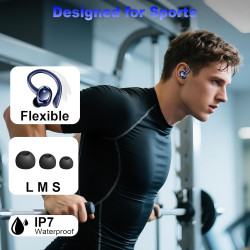 Ecouteurs bleutooth sans fil sport, écouteur bleutooth 5.4 avec 4 enc mic, hifi stéréo, 60+hrs ecouteurs sans fil, ip7 étanche o