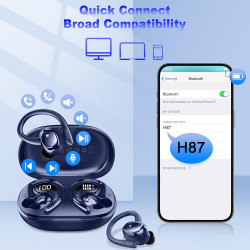Ecouteurs bleutooth sans fil sport, écouteur bleutooth 5.4 avec 4 enc mic, hifi stéréo, 60+hrs ecouteurs sans fil, ip7 étanche o
