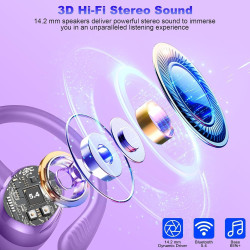 Ecouteurs bleutooth sans fil sport, écouteur bleutooth 5.4 avec 4 enc mic, hifi stéréo, 60+hrs ecouteurs sans fil, ip7 étanche o