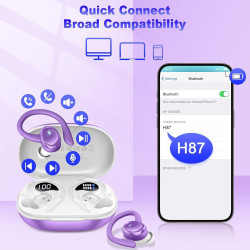 Ecouteurs bleutooth sans fil sport, écouteur bleutooth 5.4 avec 4 enc mic, hifi stéréo, 60+hrs ecouteurs sans fil, ip7 étanche o