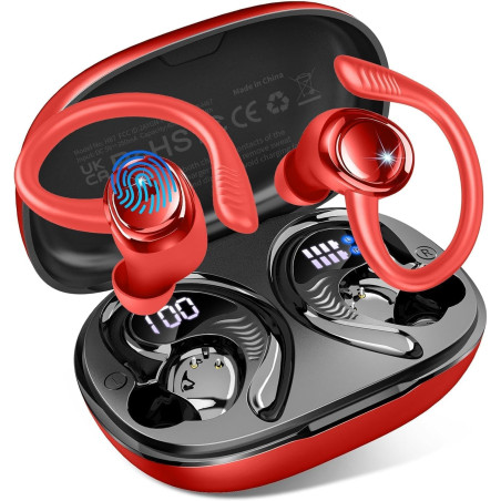Ecouteurs bleutooth sans fil sport, écouteur bleutooth 5.4 avec 4 enc mic, hifi stéréo, 60+hrs ecouteurs sans fil, ip7 étanche o