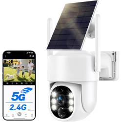 WESECUU Camera Surveillance WiFi Exterieure sans Fil Solaire 2.5K 4MP avec Panneau Solaire 5W, 2K QHD, Batterie 8000mAh, 2.4G et