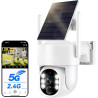 WESECUU Camera Surveillance WiFi Exterieure sans Fil Solaire 2.5K 4MP avec Panneau Solaire 5W, 2K QHD, Batterie 8000mAh, 2.4G et