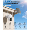 WESECUU Camera Surveillance WiFi Exterieure sans Fil Solaire 2.5K 4MP avec Panneau Solaire 5W, 2K QHD, Batterie 8000mAh, 2.4G et