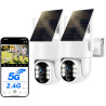WESECUU Camera Surveillance WiFi Exterieure sans Fil Solaire 2.5K 4MP avec Panneau Solaire 5W, 2K QHD, Batterie 8000mAh, 2.4G et