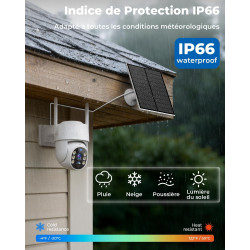 WESECUU Camera Surveillance WiFi Exterieure sans Fil Solaire 2.5K 4MP avec Panneau Solaire 5W, 2K QHD, Batterie 8000mAh, 2.4G et