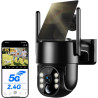 Camera Surveillance WiFi Exterieure sans Fil Solaire 2.5K 4MP avec Panneau Solaire 5W, 2K QHD, Batterie 8000mAh, 2.4G et 5GHz Wi