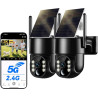 WESECUU Camera Surveillance WiFi Exterieure sans Fil Solaire 2.5K 4MP avec Panneau Solaire 5W, 2K QHD, Batterie 8000mAh, 2.4G et