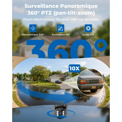 WESECUU Camera Surveillance WiFi Exterieure sans Fil Solaire 2.5K 4MP avec Panneau Solaire 5W, 2K QHD, Batterie 8000mAh, 2.4G et