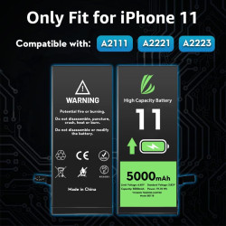LL TRADER Batterie pour iPhone 11, 5000mAh avec Kits de Réparation | Compatible Avec iPhone 11, A2111, A2223, A2221