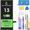 LL TRADER Batterie pour iPhone 13, 5000mAh avec Kits de Réparation | Compatible Avec l'iPhone 13, A2482, A2631, A2634, A2635, A2