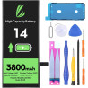 LL TRADER Batterie pour iPhone 14, 3800mAh avec Kits de Réparation | Compatible Avec l'iPhone 14, A2649, A2881, A2884, A2883, A2