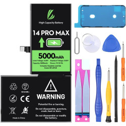 LL TRADER Batterie pour iPhone 14 Pro Max, 5000mAh avec Kits de Réparation | Compatible avec l'iPhone 14 Pro Max, A2651, A2893, 