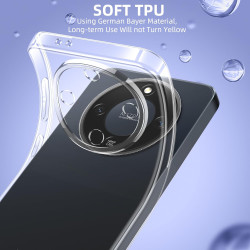 Coque pour Honor Magic 8 Lite avec 2 Pièces Verre Trempé Protection écran，Housse Etui Transparente Silicone en TPU Souple，Antich